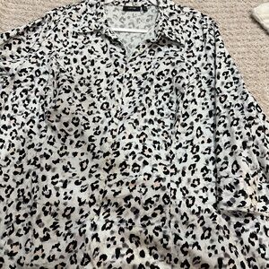 Apt. 9 Black and White Leopard Print Blouse